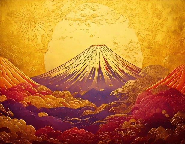 黄金の富士山の装飾３