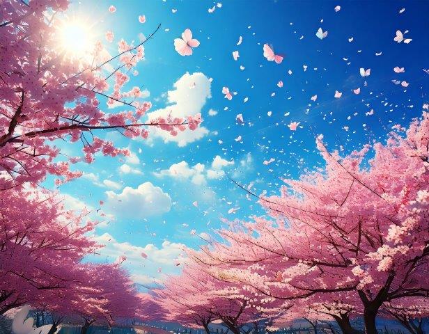 青空と春風と満開の桜２